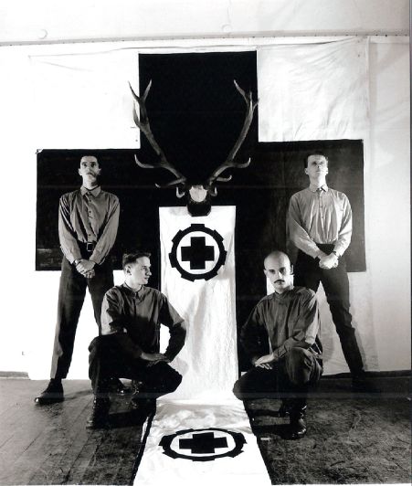 Laibach band with NSK cross